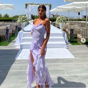 Mango flowy ruffle dress with spaghetti straps